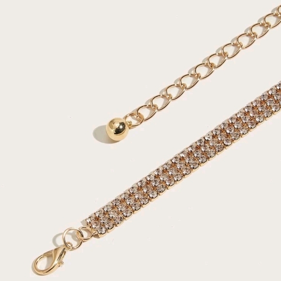 Gold Rhinestone chain bridal wedding waist statement clasp dress belt - Picture 11 of 13